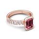 9 - Dionne 3.45 ctw Emerald Shape Pink Tourmaline (9 X 7 mm) accented Baguette Shape Lab Grown Diamonds Engagement Ring 