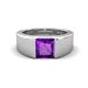 1 - Jordan 1.10 ct Princess Shape Solitaire Amethyst (6.50 mm) Men's Wedding Band 