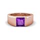 1 - Jordan 1.10 ct Princess Shape Solitaire Amethyst (6.50 mm) Men's Wedding Band 