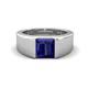 1 - Jordan 1.75 ct Princess Shape Solitaire Lab Grown Blue Sapphire (6.50 mm) Men's Wedding Band 