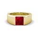 1 - Jordan 1.90 ct Princess Shape Solitaire Lab Grown Ruby (6.50 mm) Men's Wedding Band 