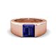 1 - Jordan 1.75 ct Princess Shape Solitaire Lab Grown Blue Sapphire (6.50 mm) Men's Wedding Band 