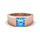 1 - Jordan 1.55 ct Princess Shape Solitaire Blue Topaz (6.50 mm) Men's Wedding Band 