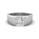 1 - Jordan 1.50 ct Princess Shape Solitaire Moissanite (6.50 mm) Men's Wedding Band 