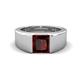 1 - Jordan 1.70 ct Princess Shape Solitaire Red Garnet (6.50 mm) Men's Wedding Band 