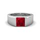1 - Jordan 1.90 ct Princess Shape Solitaire Lab Grown Ruby (6.50 mm) Men's Wedding Band 