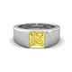 1 - Jordan 1.70 ct Princess Shape Solitaire Lab Grown Yellow Sapphire (6.50 mm) Men's Wedding Band 