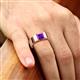 2 - Jordan 1.10 ct Princess Shape Solitaire Amethyst (6.50 mm) Men's Wedding Band 