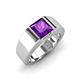 3 - Jordan 1.10 ct Princess Shape Solitaire Amethyst (6.50 mm) Men's Wedding Band 