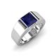 3 - Jordan 1.75 ct Princess Shape Solitaire Lab Grown Blue Sapphire (6.50 mm) Men's Wedding Band 