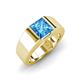 3 - Jordan 1.55 ct Princess Shape Solitaire Blue Topaz (6.50 mm) Men's Wedding Band 