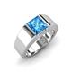 3 - Jordan 1.55 ct Princess Shape Solitaire Blue Topaz (6.50 mm) Men's Wedding Band 