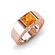 3 - Jordan 1.20 ct Princess Shape Solitaire Citrine (6.50 mm) Men's Wedding Band 