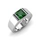 3 - Jordan 1.25 ct Princess Shape Solitaire Lab Grown Emerald (6.50 mm) Men's Wedding Band 
