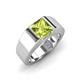 3 - Jordan 1.55 ct Princess Shape Solitaire Peridot (6.50 mm) Men's Wedding Band 