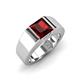 3 - Jordan 1.70 ct Princess Shape Solitaire Red Garnet (6.50 mm) Men's Wedding Band 