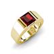3 - Jordan 1.70 ct Princess Shape Solitaire Red Garnet (6.50 mm) Men's Wedding Band 