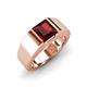3 - Jordan 1.70 ct Princess Shape Solitaire Red Garnet (6.50 mm) Men's Wedding Band 