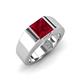 3 - Jordan 1.90 ct Princess Shape Solitaire Lab Grown Ruby (6.50 mm) Men's Wedding Band 