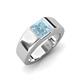 3 - Jordan 1.25 ct Princess Shape Solitaire Aquamarine (6.00 mm) Men's Wedding Band 