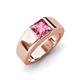 3 - Jordan 1.10 ct Princess Shape Solitaire Pink Tourmaline (6.00 mm) Men's Wedding Band 