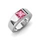 3 - Jordan 1.10 ct Princess Shape Solitaire Pink Tourmaline (6.00 mm) Men's Wedding Band 
