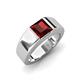 3 - Jordan 1.35 ct Princess Shape Solitaire Red Garnet (6.00 mm) Men's Wedding Band 