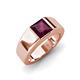 3 - Jordan 1.25 ct Princess Shape Solitaire Rhodolite Garnet (6.00 mm) Men's Wedding Band 