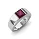 3 - Jordan 1.25 ct Princess Shape Solitaire Rhodolite Garnet (6.00 mm) Men's Wedding Band 