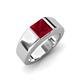 3 - Jordan 1.44 ct Princess Shape Solitaire Lab Grown Ruby (6.00 mm) Men's Wedding Band 