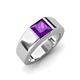 3 - Jordan 1.00 ct Princess Shape Solitaire Amethyst (6.00 mm) Men's Wedding Band 