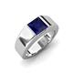 3 - Jordan 1.44 ct Princess Shape Solitaire Lab Grown Blue Sapphire (6.00 mm) Men's Wedding Band 