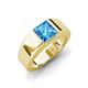 3 - Jordan 1.38 ct Princess Shape Solitaire Blue Topaz (6.00 mm) Men's Wedding Band 