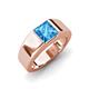 3 - Jordan 1.38 ct Princess Shape Solitaire Blue Topaz (6.00 mm) Men's Wedding Band 
