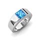 3 - Jordan 1.38 ct Princess Shape Solitaire Blue Topaz (6.00 mm) Men's Wedding Band 