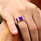2 - Jordan 2.30 ct Princess Shape Solitaire Amethyst (8.00 mm) Men's Wedding Band 