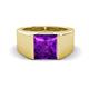 1 - Jordan 2.30 ct Princess Shape Solitaire Amethyst (8.00 mm) Men's Wedding Band 