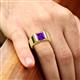 2 - Jordan 2.30 ct Princess Shape Solitaire Amethyst (8.00 mm) Men's Wedding Band 