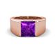 1 - Jordan 2.30 ct Princess Shape Solitaire Amethyst (8.00 mm) Men's Wedding Band 