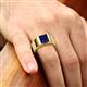 2 - Jordan 3.33 ct Princess Shape Solitaire Lab Grown Blue Sapphire (8.00 mm) Men's Wedding Band 