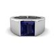 1 - Jordan 3.33 ct Princess Shape Solitaire Lab Grown Blue Sapphire (8.00 mm) Men's Wedding Band 