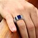 2 - Jordan 3.33 ct Princess Shape Solitaire Lab Grown Blue Sapphire (8.00 mm) Men's Wedding Band 
