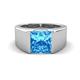 1 - Jordan 2.75 ct Princess Shape Solitaire Blue Topaz (8.00 mm) Men's Wedding Band 