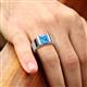 2 - Jordan 2.75 ct Princess Shape Solitaire Blue Topaz (8.00 mm) Men's Wedding Band 