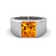 1 - Jordan 2.30 ct Princess Shape Solitaire Citrine (8.00 mm) Men's Wedding Band 