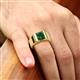 2 - Jordan 2.25 ct Princess Shape Solitaire Lab Grown Emerald (8.00 mm) Men's Wedding Band 