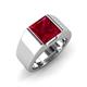 3 - Jordan 3.33 ct Princess Shape Solitaire Lab Grown Ruby (8.00 mm) Men's Wedding Band 