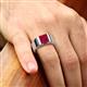 2 - Jordan 3.33 ct Princess Shape Solitaire Lab Grown Ruby (8.00 mm) Men's Wedding Band 