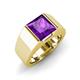 3 - Jordan 2.30 ct Princess Shape Solitaire Amethyst (8.00 mm) Men's Wedding Band 