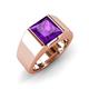 3 - Jordan 2.30 ct Princess Shape Solitaire Amethyst (8.00 mm) Men's Wedding Band 